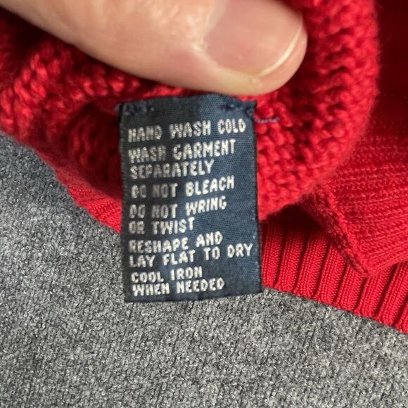Vtg Polo Ralph Lauren Sweater Vest Mens Large Red Cotton Rib Knit Pony Fall Lg - Picture 15 of 15